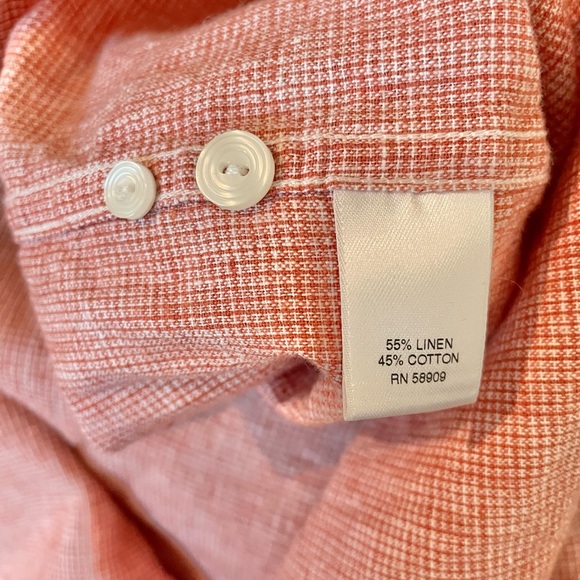RY Casuals Size XLT Red/Rust Linen Cotton Button Shirt Convertible Sleeve - Picture 5 of 8
